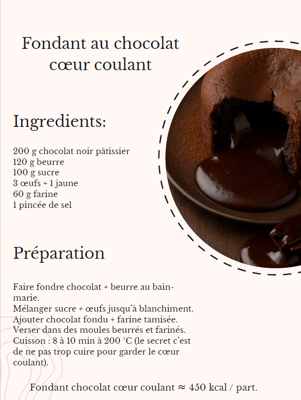 alt="Fondant chocolat traditionnel français avec texture moelleuse"